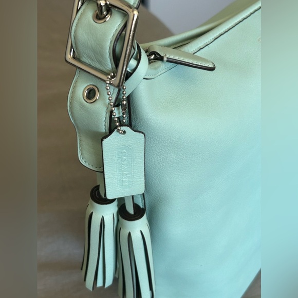 COACH Legacy Tassel Top Smooth Leather Duffel in Mint - Picture 8 of 14